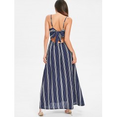 Bow Tie Cami Striped Maxi Dress - Midnight Blue Xl