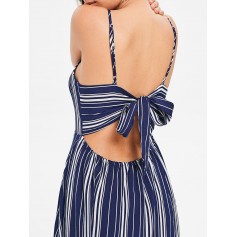 Bow Tie Cami Striped Maxi Dress - Midnight Blue Xl