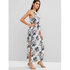 Belted Floral Slit Maxi Dress - Multi Xl