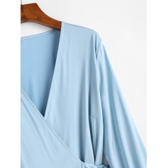  Satin Maxi Wrap Dress - Blue Koi Xl