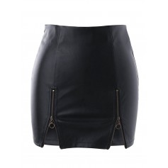 Zippers PU Skirt - Black S