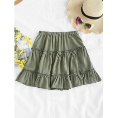 Frilled Ruffles Skirt - Camouflage Green S