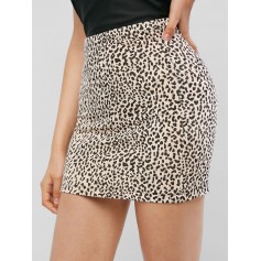 High Waist Leopard Print Sheath Skirt - Leopard S