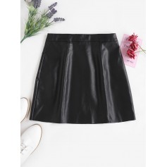  PU Leather Mini Skirt - Black M