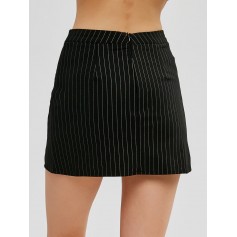 Pinstriped Mini Skirt - Black L