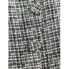 Overlap Buttoned Plaid Tweed Skirt - Black Xl
