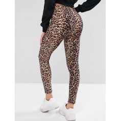 Leopard Print High Waist Leggings - Leopard