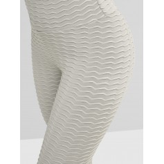 Scrunch Butt Textured Solid Sports Leggings - Gray S