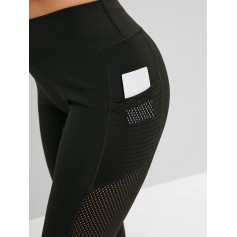Perforated Pockets Solid Capri Leggings - Black S