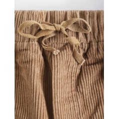Corduroy Pocket Drawstring Shorts - Tan L