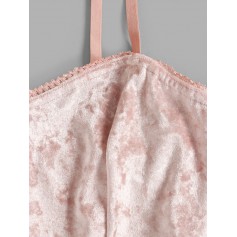 Velvet Cami Top And Shorts Lingerie Set - Pink S