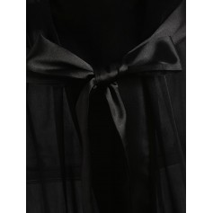 Satin-trim Robe - Black L