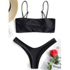 High Cut Cami Swimwear Set - Black S