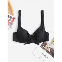  Push Up Knotted Back Underwire Swimwear Top - Black L