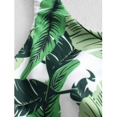  Palm Leaf Knot Cropped Swimwear Top - Green Peas M
