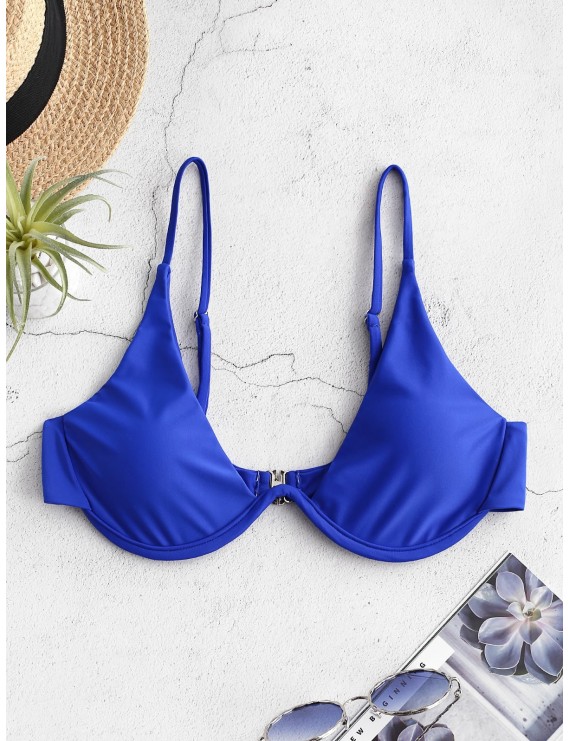  Plunge Underwire Push Up Swimwear Top - Blueberry Blue S
