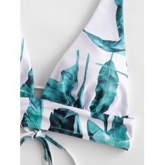  Palm Leaf Tie Tropical Swimwear Top - White M