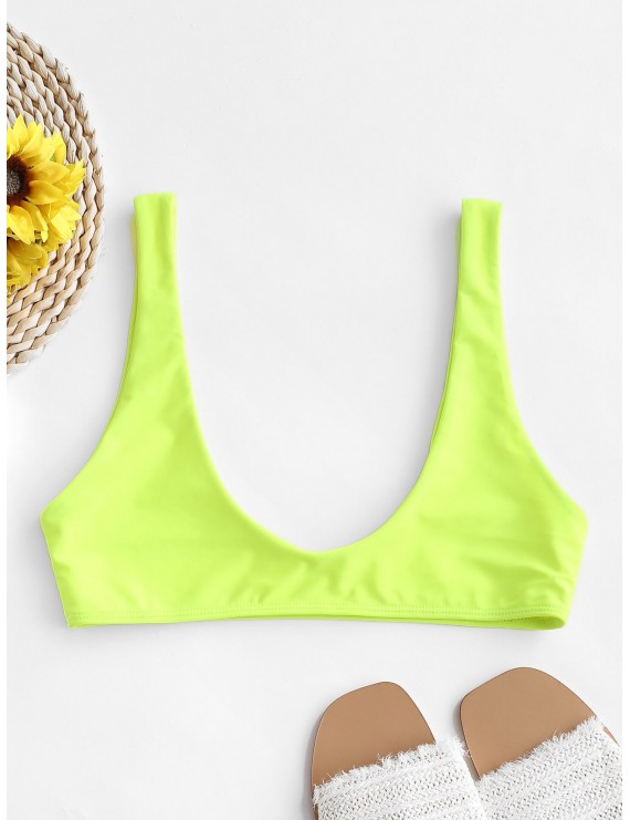  Scoop Sporty Cropped Swimwear Top - Green Yellow S