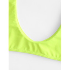  Scoop Sporty Cropped Swimwear Top - Green Yellow S