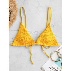  Shirred Cami Padded Swimwear Top - Bee Yellow M