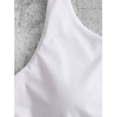  Knotted Padded Plain Swim Top - White S