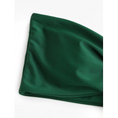  Tied Padded Bandeau Swimwear Top - Medium Sea Green M