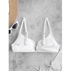  Ribbed V Wired Cami Swimwear Top - White S