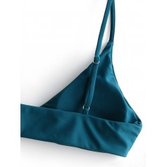  Thin Straps Bralette Swimwear Top - Peacock Blue S