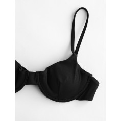  Ribbed Underwire Balconette Swimwear Top - Black S