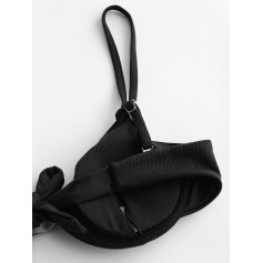  Ribbed Underwire Balconette Swimwear Top - Black S