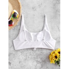  Knotted Scoop Neck Pullover Swimwear Top - White M