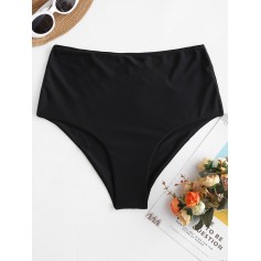  High Waisted Plain Swimwear Bottom - Black M