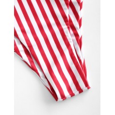  Striped High Leg Swimwear Bottom - Red M