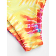  Spiral Tie Dye Print High Cut Swimwear Bottom - Multi-a M
