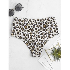  Ruched High Waisted Leopard Swimwear Bottom - Multi-a M