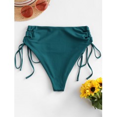  Side Lace-up High Waisted Swimwear Bottom - Peacock Blue M