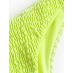  Low Waisted Smocked Swimwear Bottom - Green Yellow L