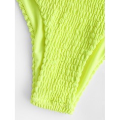  Low Waisted Smocked Swimwear Bottom - Green Yellow L