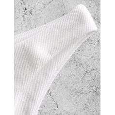  High Leg Ribbed Swimwear Bottom - White M