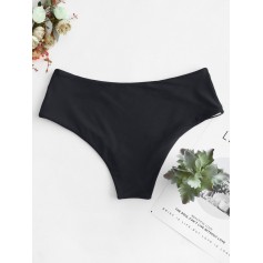  Plain Mid Waist Swimwear Bottom - Black M