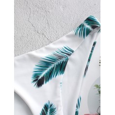  Tropical Leaf Print Swimwear Bottom - White S