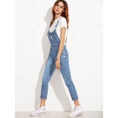 Ripped Overall Jeans With Pocket