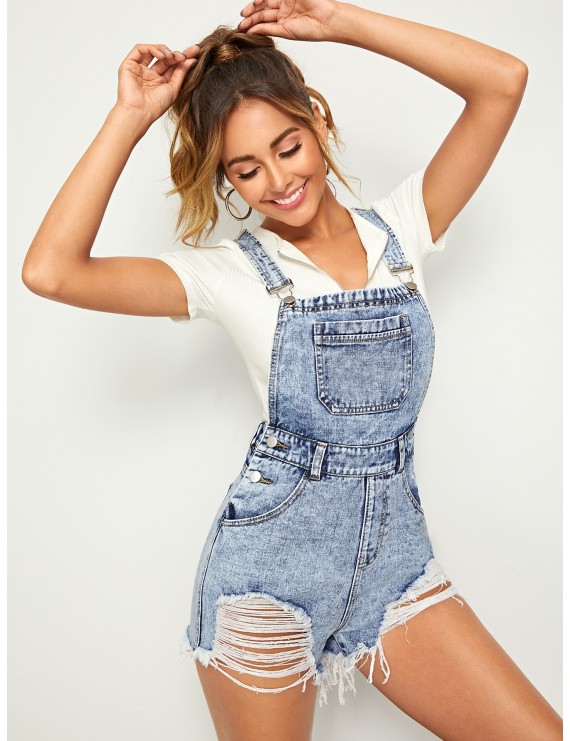 Ripped Detail Ripped Detail Denim Overall