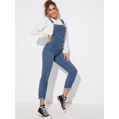 Ripped Detail Dungaree Jumpsuit