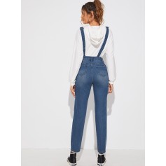 Ripped Detail Dungaree Jumpsuit