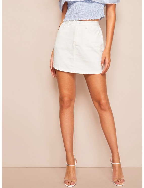White Wash Denim Skirt