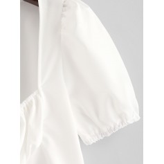 Hook And Eye Crop Solid Blouse - White S