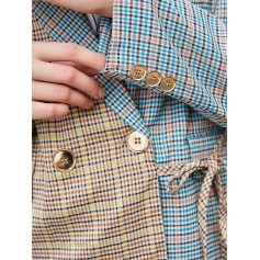 Plaid Color Block Pocket Longline Blazer - Multi-a S
