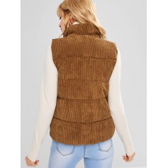Padded Pocket Corduroy Waistcoat - Light Brown L