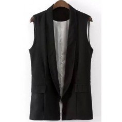 Shawl Collar Solid Color Waistcoat - Black L
